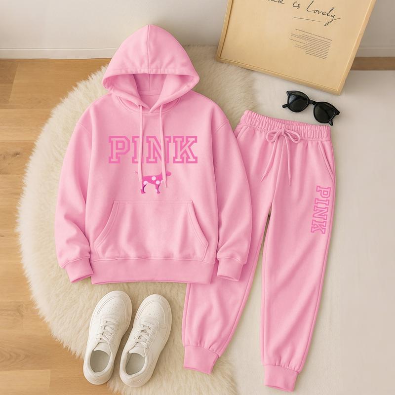 Women's Pink Print Hoodie And Drawstring Track Pants Set, Casual Sportswear, Long-Sleeved Hooded Jacket And Pants, Suitable For Autumn And Winter, Everyday Wear, Indoor And Outdoor Sportswear, Casual Sportswear Women's Pink Print Hoodie And Drawstring Track Pants Set, Casual Sportswear, Long-Sleeved Hooded Jacket And Pants, Suitable For Autumn And Winter, Everyday Wear, Indoor And Outdoor Sportswear, Casual Sportswear