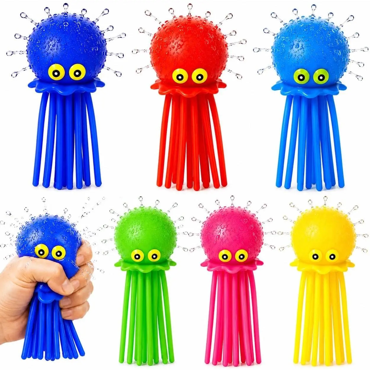 Octopus Water Balls - Pack of 6 Pool Toys for Kids Sensory Absorbent Water Splash Balls Bomb, Toddler Bath Toy, Swimming Pool Floating Swim Toys Outdoor Activity Game Easter Basket Stuffer