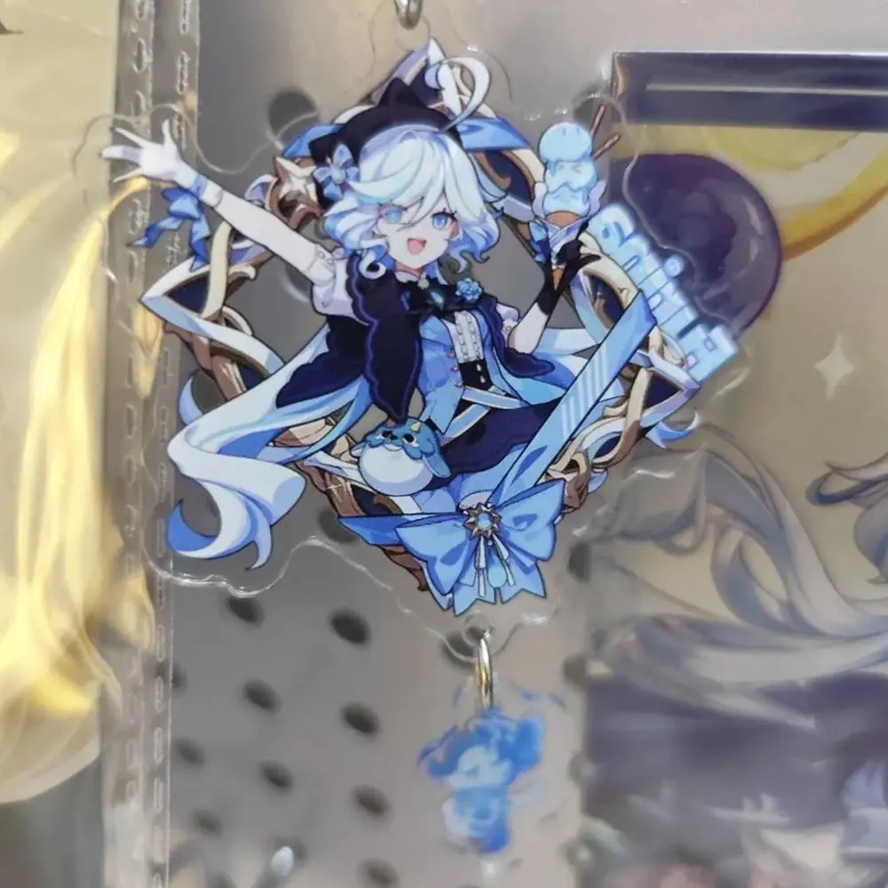 Game Genshin Impact Furina Wanderer Scaramouche Cosplay Keychain Acrylic Figure Key Chain Backpack Decoration Keyring Prop