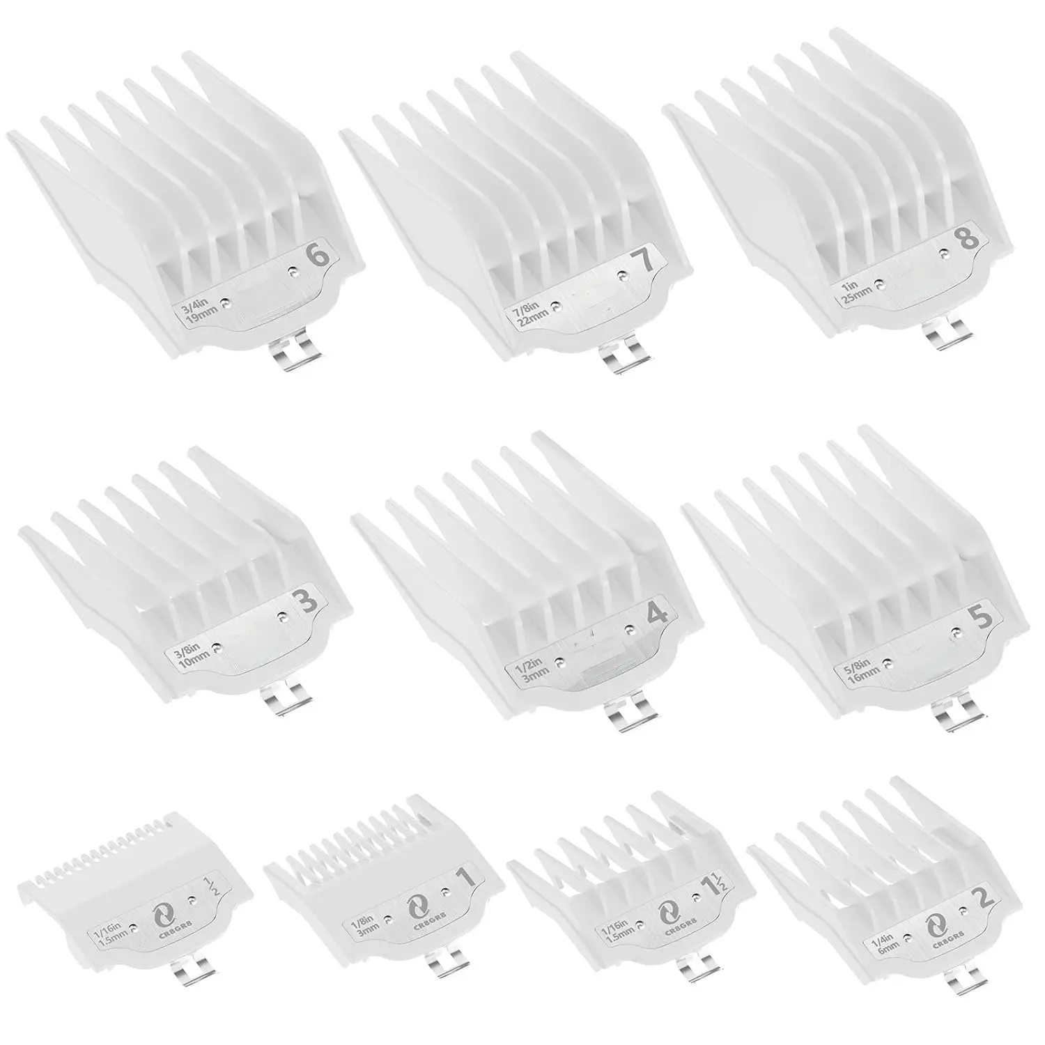 Clipper Guards Set, 10 Professional Cutting Guides (1/16" to 1")  with Most Wahl Clippers, Transparent Replacement Guards  Wahl Hair Clippers
