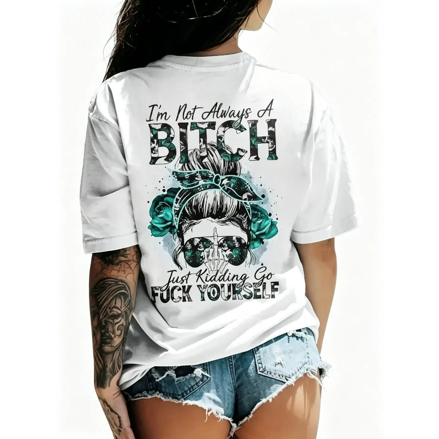 "I'M NOT ALWAYS A BITCH" print women's T-shirt.Bold and stylish statement tee, dark humor graphic tees!- Soft Breathable Casual Tee - Basic Round Neck Short Sleeve Top Fabric Womenswear Tshirt Streetwear