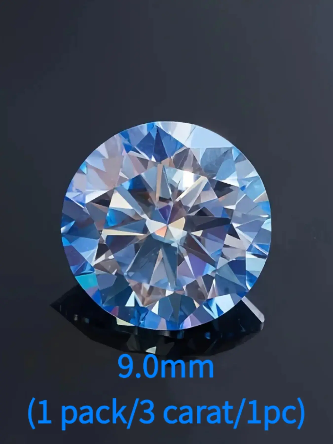 Bright Cut Sea Blue Moissanite Gemstone, 0.1-3 Carat, 3-9mm, High Temperature Color Stable, Suitable for Wax Casting, DIY Jewelry