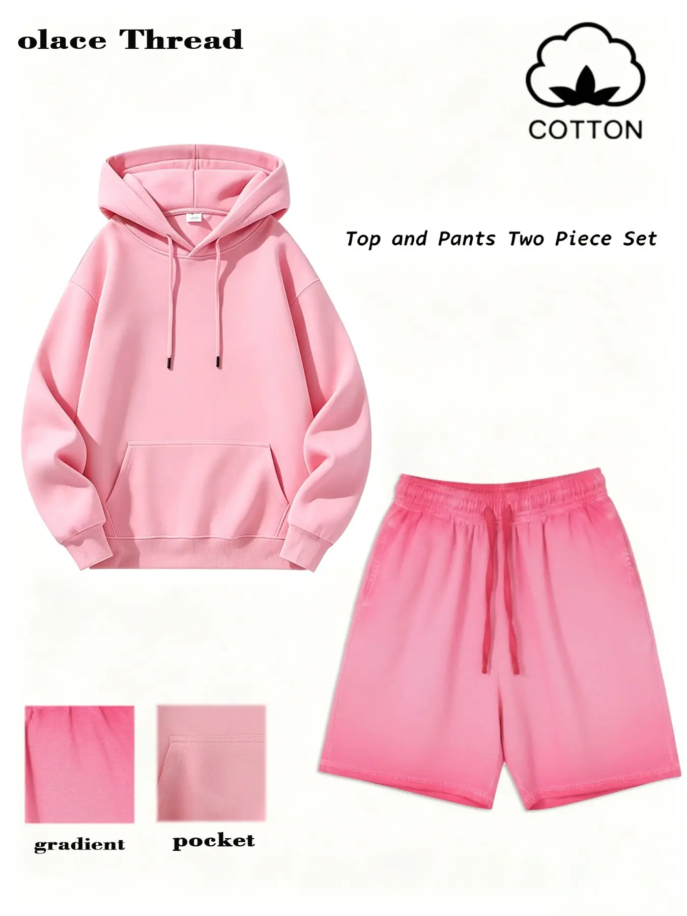 Gradient Hoodie and Shorts Set, Casual Loose Long Sleeve Hooded Sweatshirt, Elastic Waist Drawstring Shorts, Unisex Streetwear