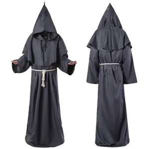 Halloween Costume Medieval Monk Cross-Border Monastic Robe Wizard Priest Cosplay Cape, Perfect for Halloween Parties and Cosplay Events