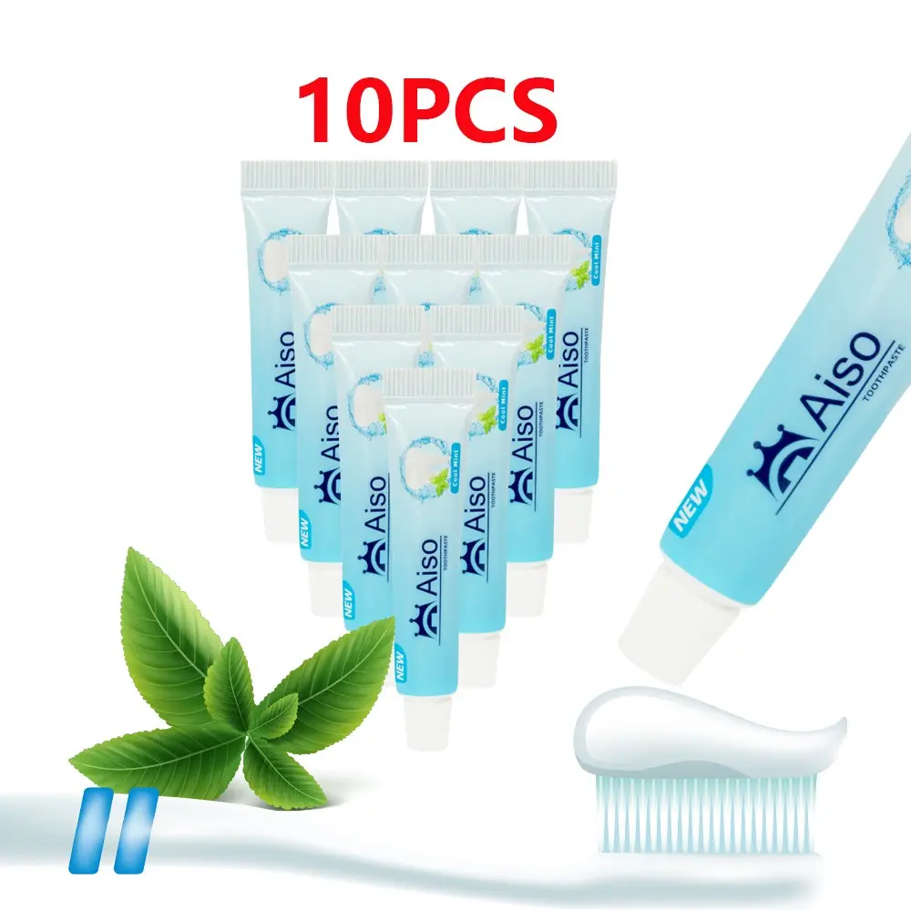 10pcs Travel Toothpaste Set, Fresh Mint Flavor, Portable Toothpaste, Deep Cleaning, Breath Freshening, Ideal for On-The-Go Use, Toothpaste Pack