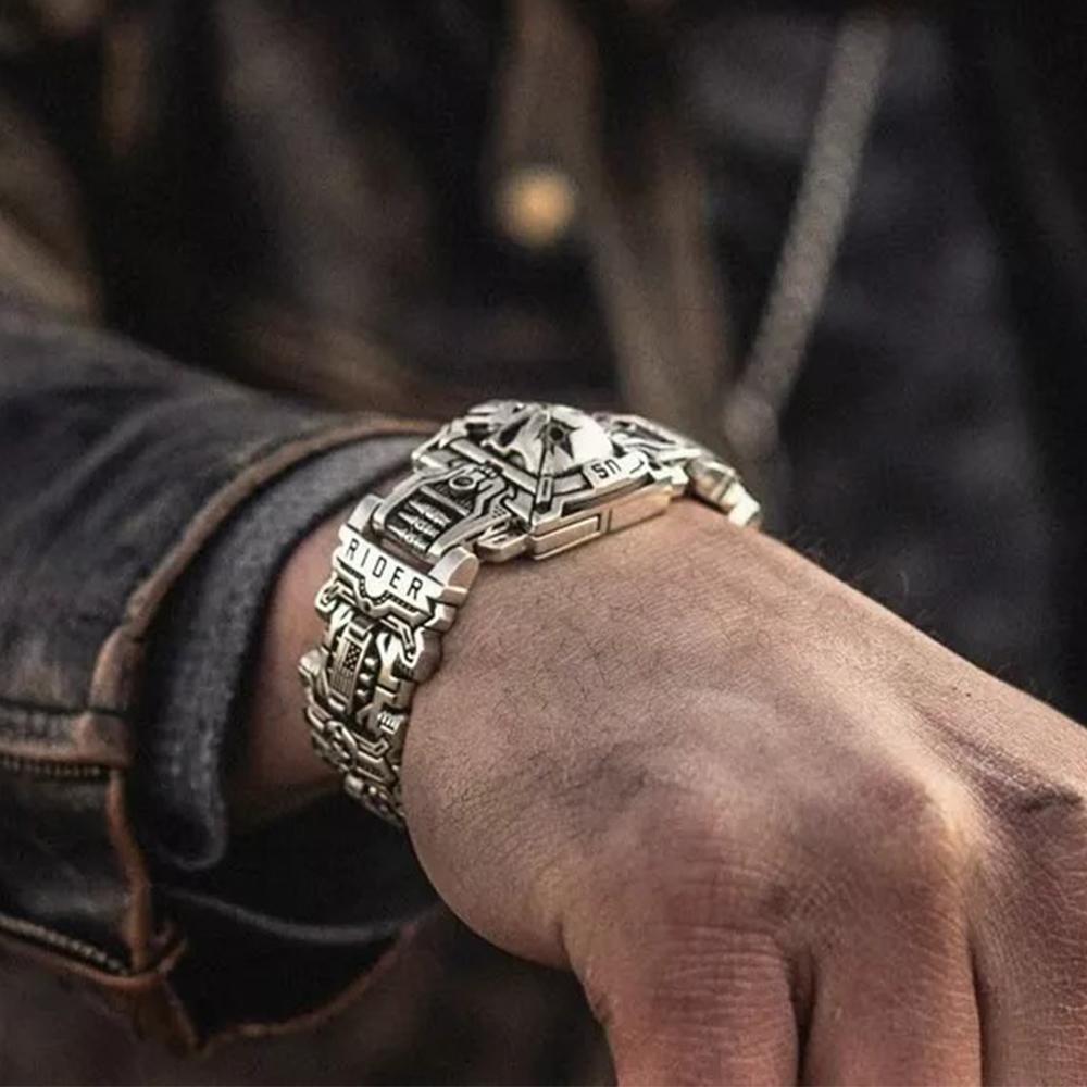 Vintage Charm Skull Bracelet Punk Hip Hop Rider Bracelet for Men Boy Gift High Quality US Street Motorcycle Jewelry Dropshipping