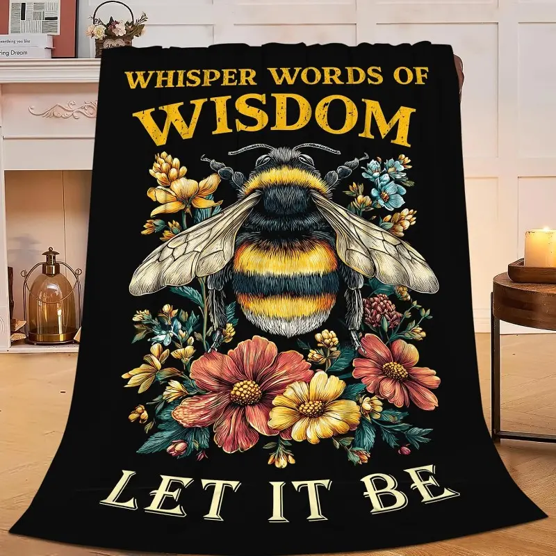 Bee Blanket for Girls Women Boys Men Adults Kids Soft Cozy Fleece Bee Floral Insect Throw Blankets Gifts Warm Flannel Plush Lightweight Decor for Couch Bed Sofa 50"X40"