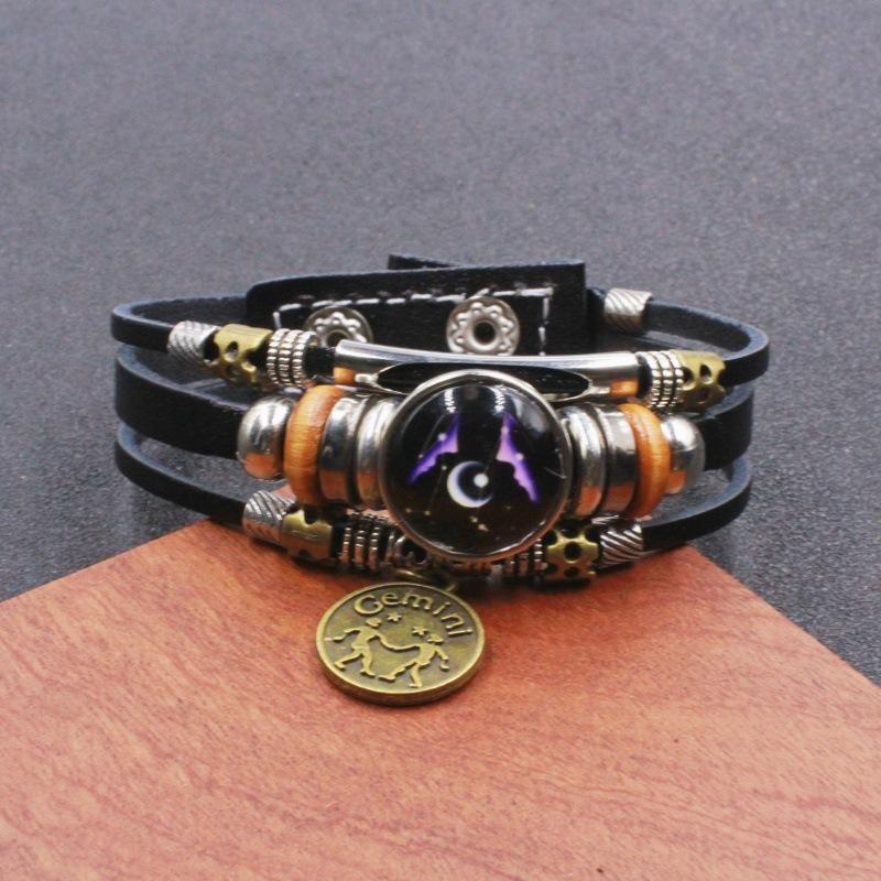 Twelve Zodiac Sign Bracelets Korean Style for Couples and Friends Fluorescent Glowing Bangles Jewelry Gifts Ideal for Her Him