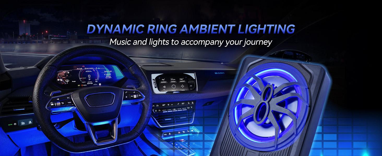 SUNDAY MIRTH Upgraded 10" 1200W Slim Under Seat PoweredCarSubwoofer1000WCar Subwooferwith APPControlandColour Light,10'' Slim UnderSeatPoweredCar Subwoofer w\/Built-in Amplifier & Hi\/Lo Input, Bass SpeakerSubwooferfor Car\/Truck\/SUV\/Jeep\/MPV homesound