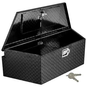 39 Inch Trailer Tongue Tool Box, Waterproof for Pick Up Truck Bed, Heavy Duty Aluminum Storage Box Truck Bed Box with Lock & Keys, Black