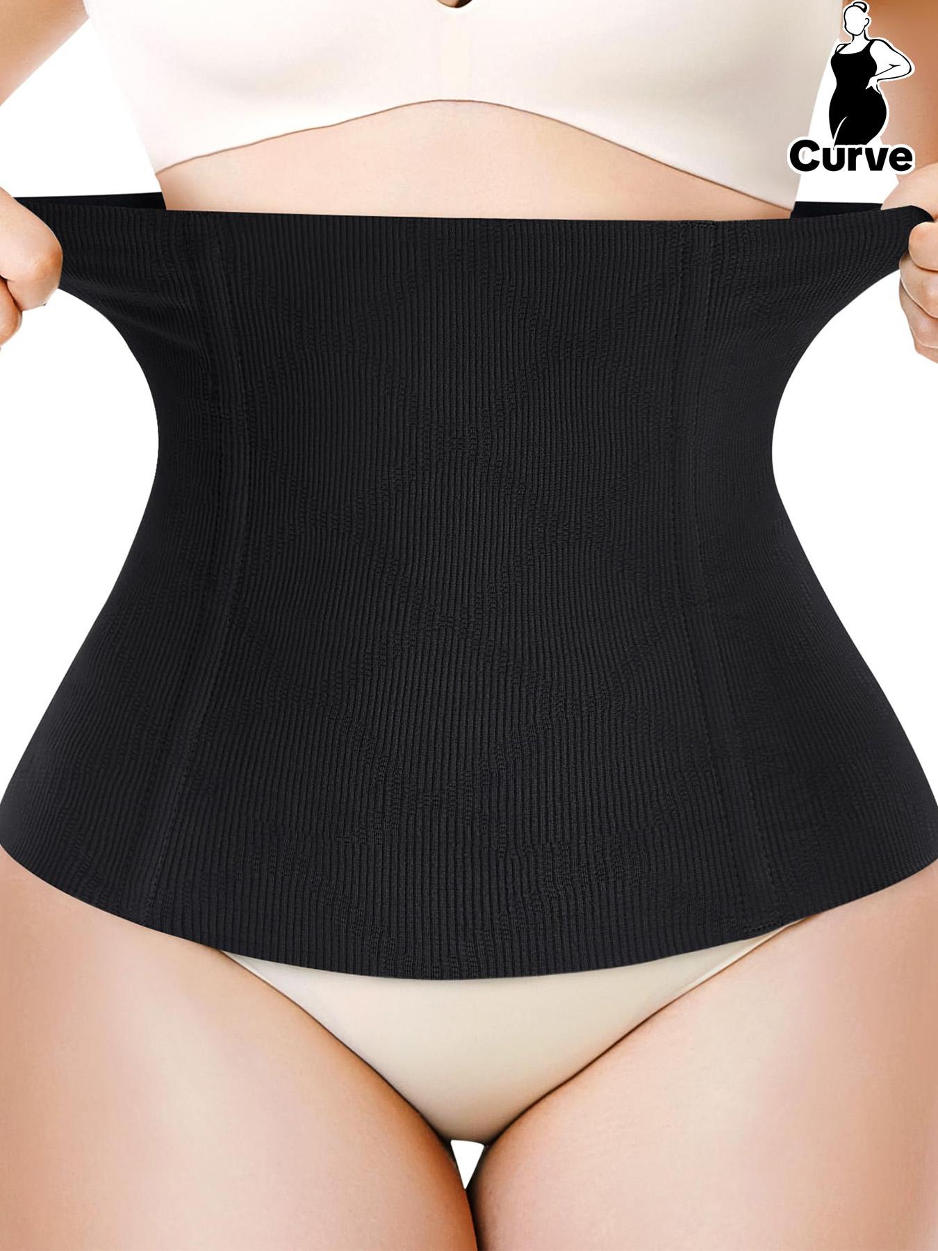 Plus Size Solid Steel Boned Waist Trainer, Breathable Seamless Waist Cincher, Women's Shapewear Belt for Tummy Control