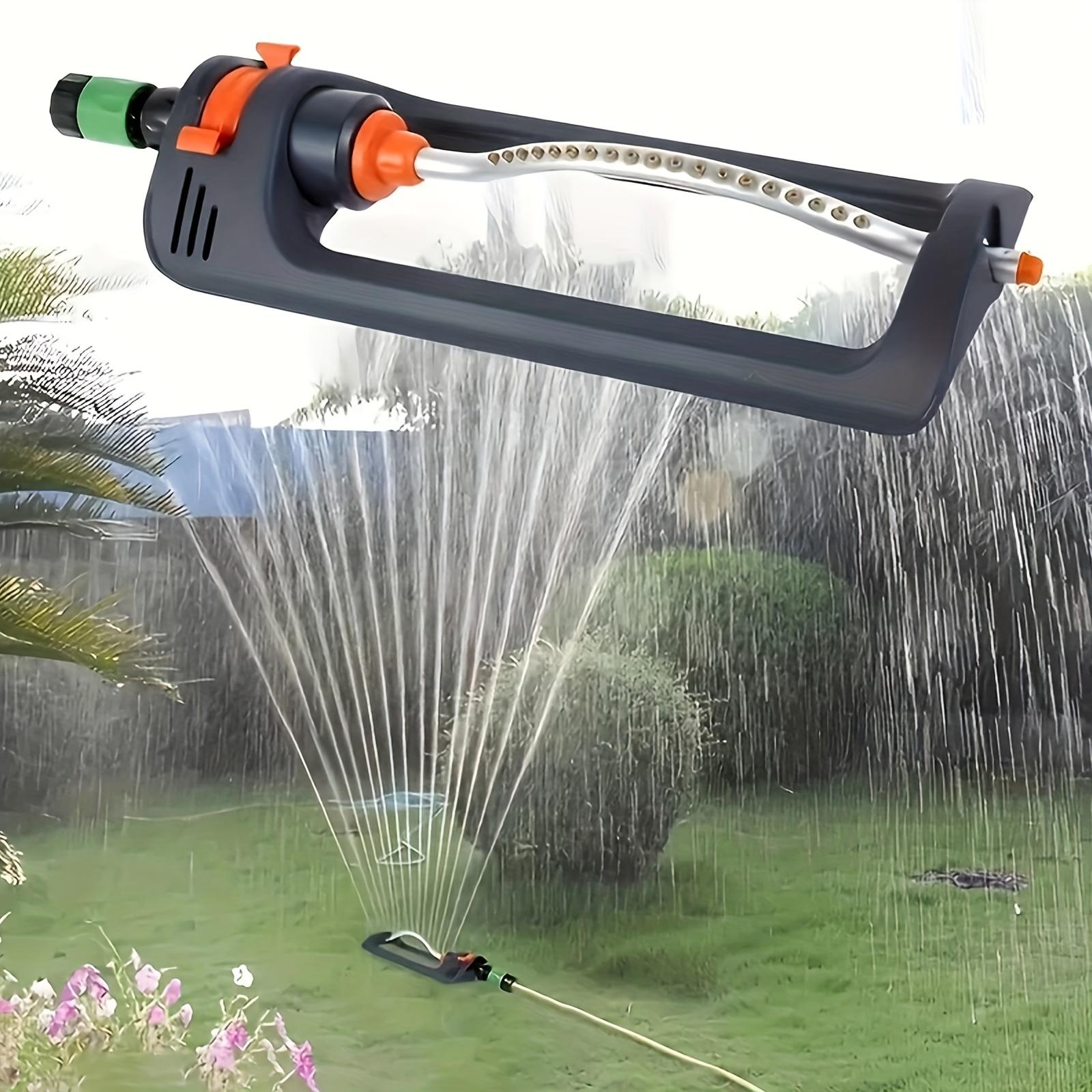 Automatic Oscillating Sprinkler with 19 Hole Adjustable Watering System – Lawn and Garden Sprinkler with Universal Hose Connector, Even Coverage for Yard, Patio, Grass, Durable Plastic, No Battery Required, Easy Setup Outdoor Watering Tool