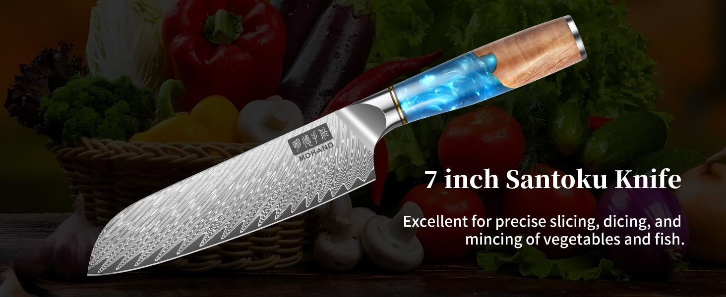 MDHAND Damascus Kitchen Knife Set 3PCS, Japanese VG10 Super Steel Core Professional Chef Knife Set, Ultra Sharp Professional Chef Knives with Azure Timber Collection Handle, Gifts for Men Women MDHAND Damascus Kitchen Knife Set 3PCS, Japanese VG10 Super Steel Core Professional Chef Knife Set, Ultra Sharp Professional Chef Knives with Azure Timber Collection Handle, Gifts for Men Women