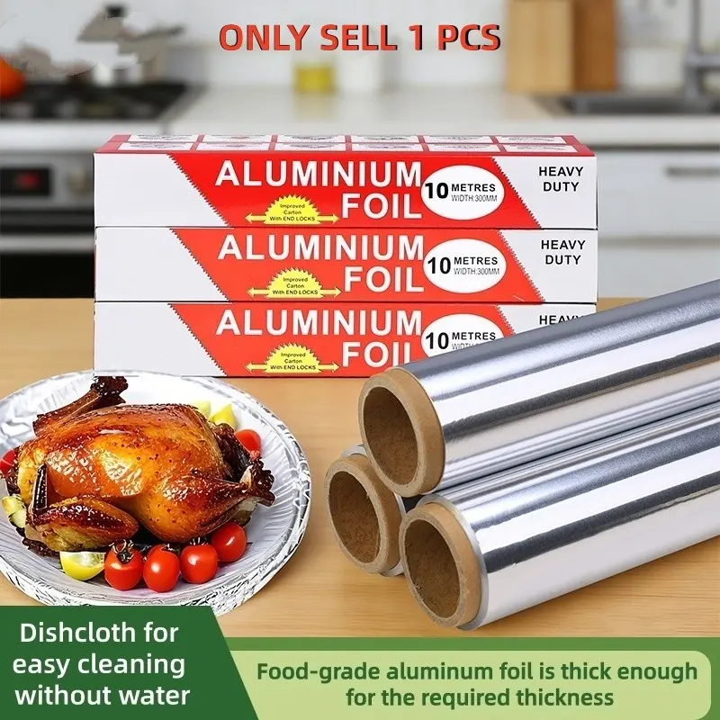 Food-Grade Aluminum Foil Roll, Thick High-Temperature Resistant 230°c, Non-Stick Both Sides, Ideal for Air Fryer, Oven, BBQ, Outdoor Cooking