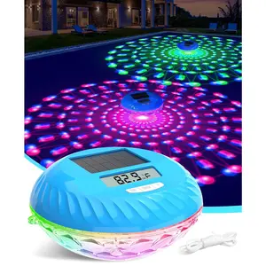 LuxBlue 2026 Solar Digital Pool Thermometer with Dynamic Lighting Effects, Floating Pool Temperature Thermometer- Large Screen for Easy Read, IP68 Waterproof Pools Temperature Gauge for Spa & Hot Tub