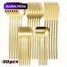 Stainless Steel, 30pcs/set Including Knives, Dessert Forks, Forks, Spoons & Tea Spoons, Dishwasher Safe Cutlery Kit Utensil Set for Home, Restaurants, Hotels #GLOBAL PICKS