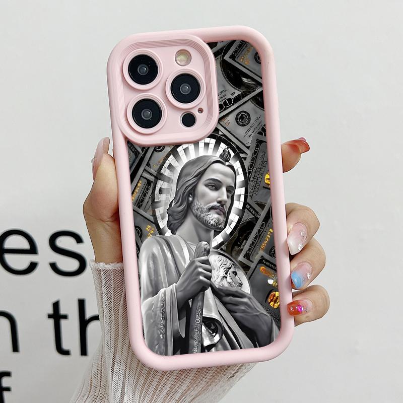 San Judas Tadeo Pattern Phone Case , Soft Silicone Tpu Protection and Shockproof For iPhone 17 16 15 Pro Max 14 16Pro 13 12 11 X Plus Air Mini 17e Money