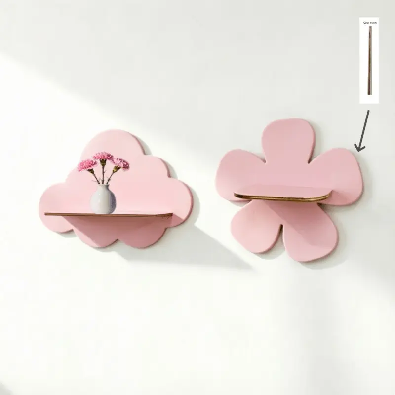 Two-Piece Cloud-Shaped Wooden Wall Shelves in Multiple Colors, Nordic Style No-Drill Wall Organizers, Bedroom and Living Room Decor, Wall-Mounted Storage
