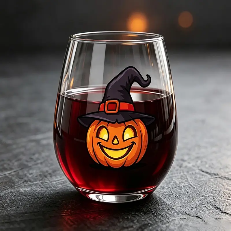 1pc Halloween Themed Pumpkin Design Stemless Wine Glasses,Champagne And Whisky Glass,Party Cups for Indoor Outdoor Perfect for Home Party, Holiday Gifts,Perfect for Halloween And Holiday Parties,Halloween Gifts, 12oz/350ml