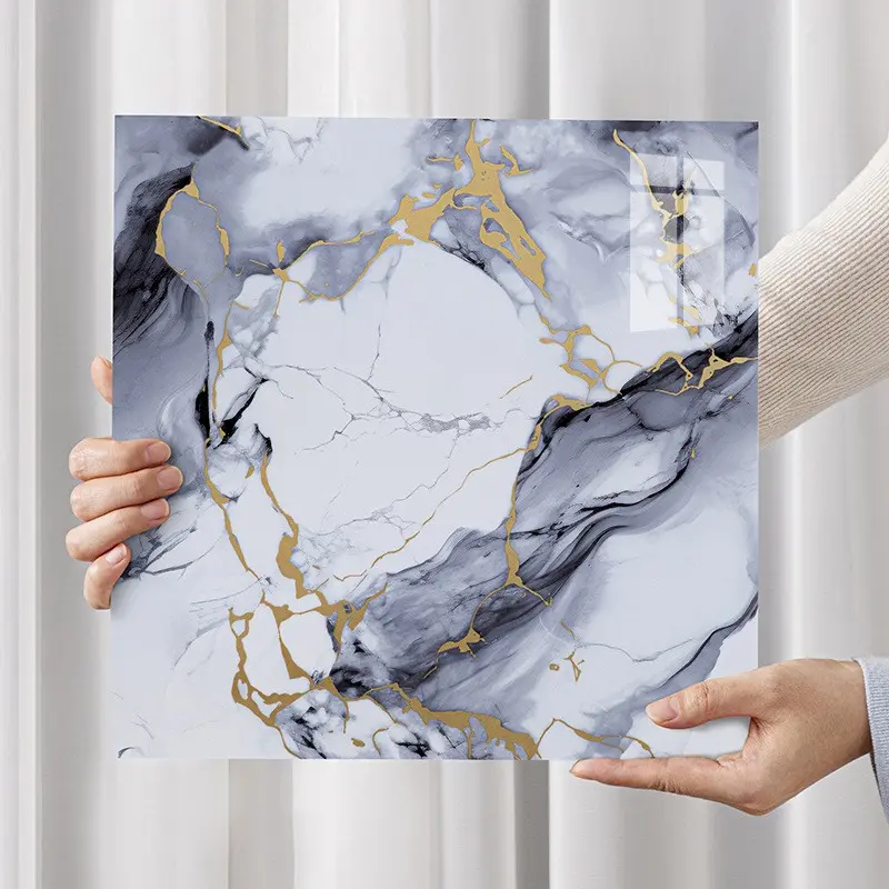 Self-Adhesive Waterproof Marble Tile Wall Panel, 30cm X 30cm PVC Shower Tile, Blue Color, Ideal for Bathroom, Kitchen, Living Room