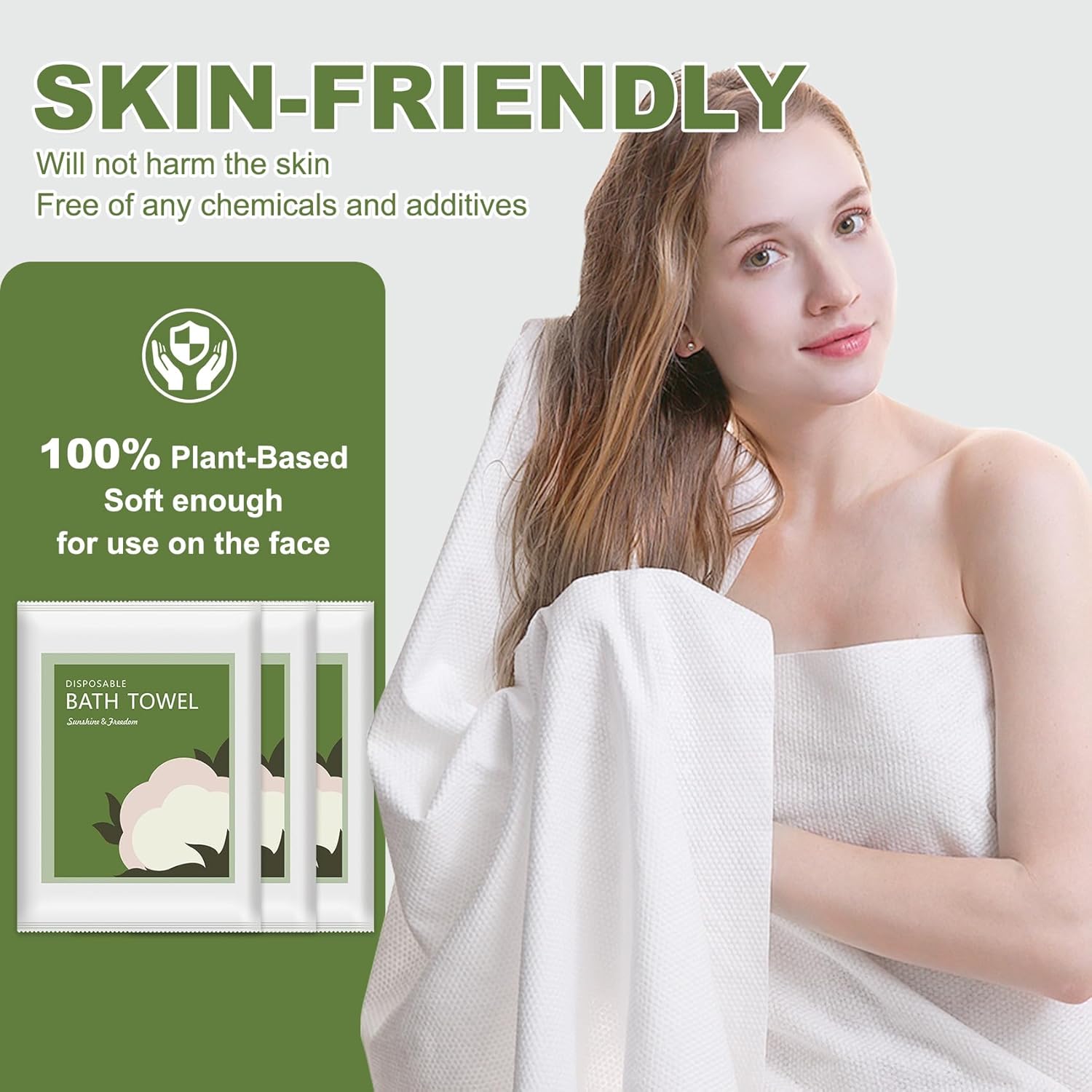 Disposable Bath Towels, 10 Pack 55" x 27.5" Ultra Soft, Quick Dry Disposable Towel, Portable Travel Towel for Hotel Camping Beach Swimming Gym Sauna , Personal Care Pet Towels