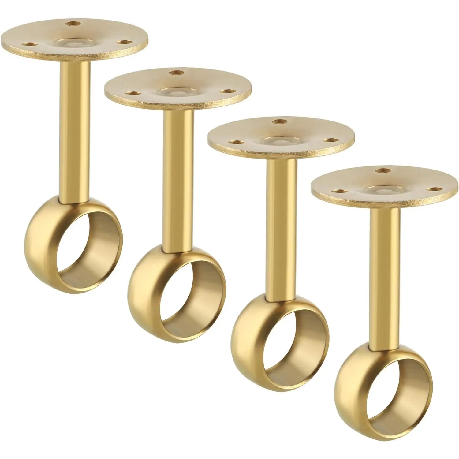 Curtain Rod Holder Bracket 1''Dia,Closet Rod Holders Wall Mount,Ceiling Mounted Curtain Rod Flange Brackets,Ceiling Curtain Rods Brackets for Bathroom Curtain,Stainless Steel  Finish,4 Pcs