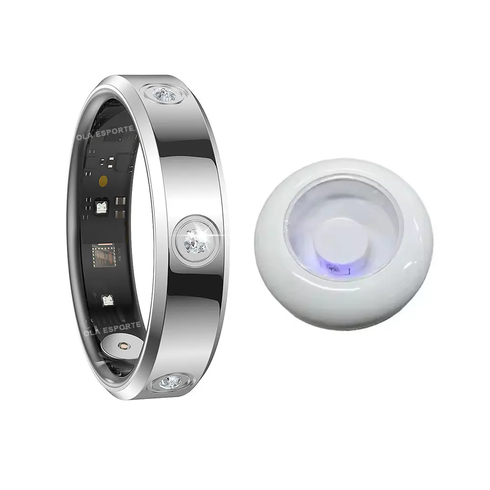 Round Digital Wireless Smart Ring for Men and Women - 5ATM Waterproof, Heart Rate & Blood Oxygen Detection, Sleep Monitoring, Multi-Sport Mode, Calorie Tracker, Music Control, Bluetooth Compatibility with Android & iOS