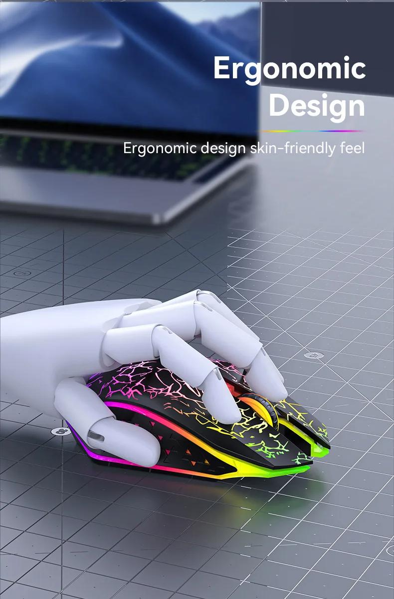 Bluetooth 5.2  RGB 2.4G Wireless  Dual-Mode   6 Buttons Silent  For MacBook Tablet Laptops Computer gaming mouse