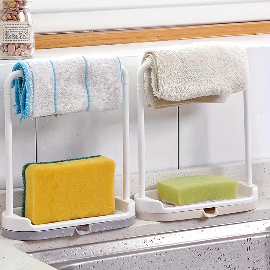 Easy-Install Kitchen Sink Organizer - No-Drill, Space-Saving Storage Rack for Dishcloths & Towels with Drain Basket