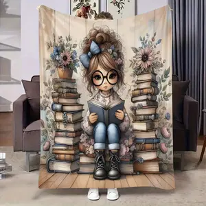 A Girl Who Enjoys A Printed Throw, Cozy Blanket, Air-Conditioned Blanket, Perfect For Gifts, Napping, Camping, Traveling, Car Rides, And Home Office Decoration, Ideal For Holiday Presents