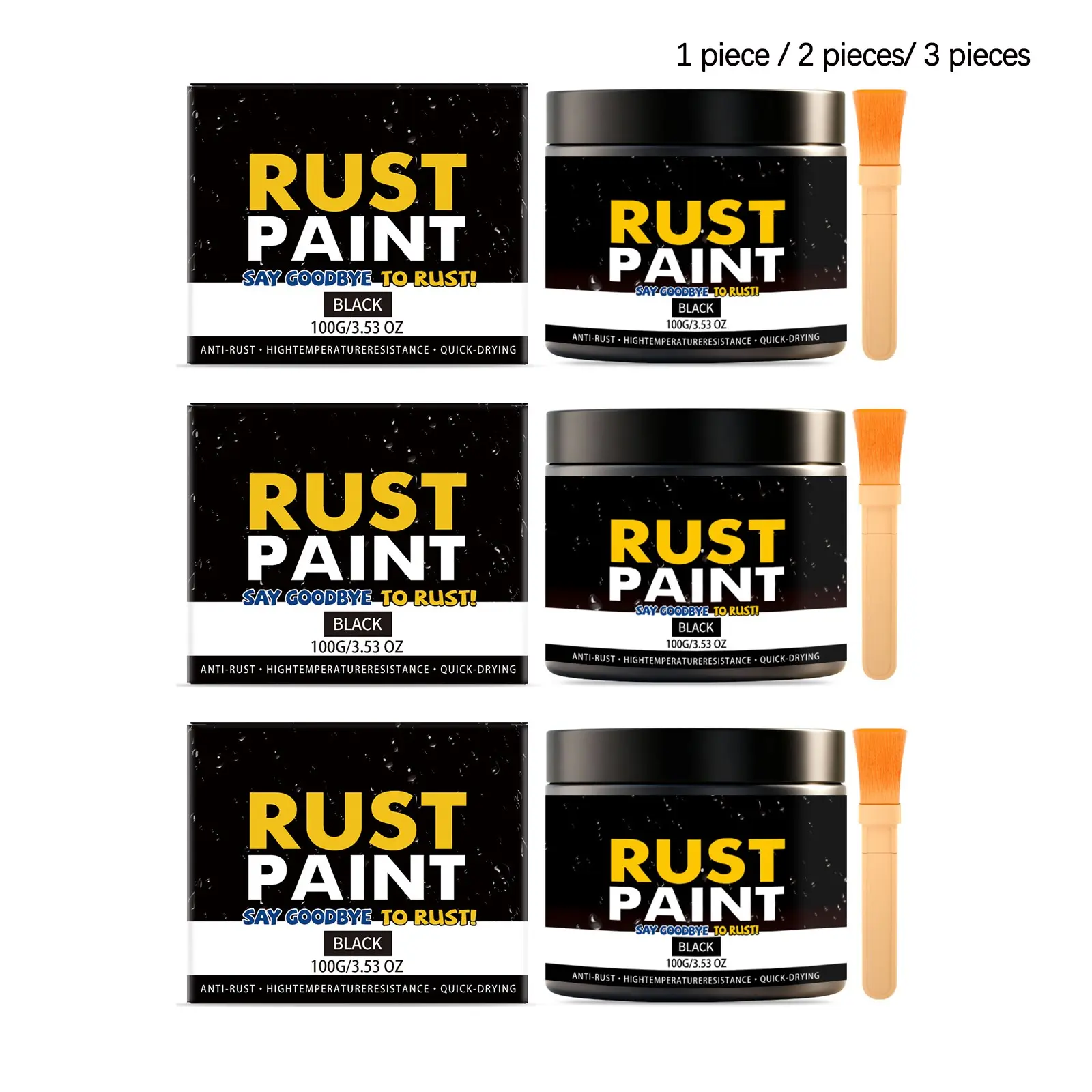 Rust Remover Paint (100g + Brush), Portable Metal Surface Anti-Rust Renovation, Daily Use for Railings and Iron Doors