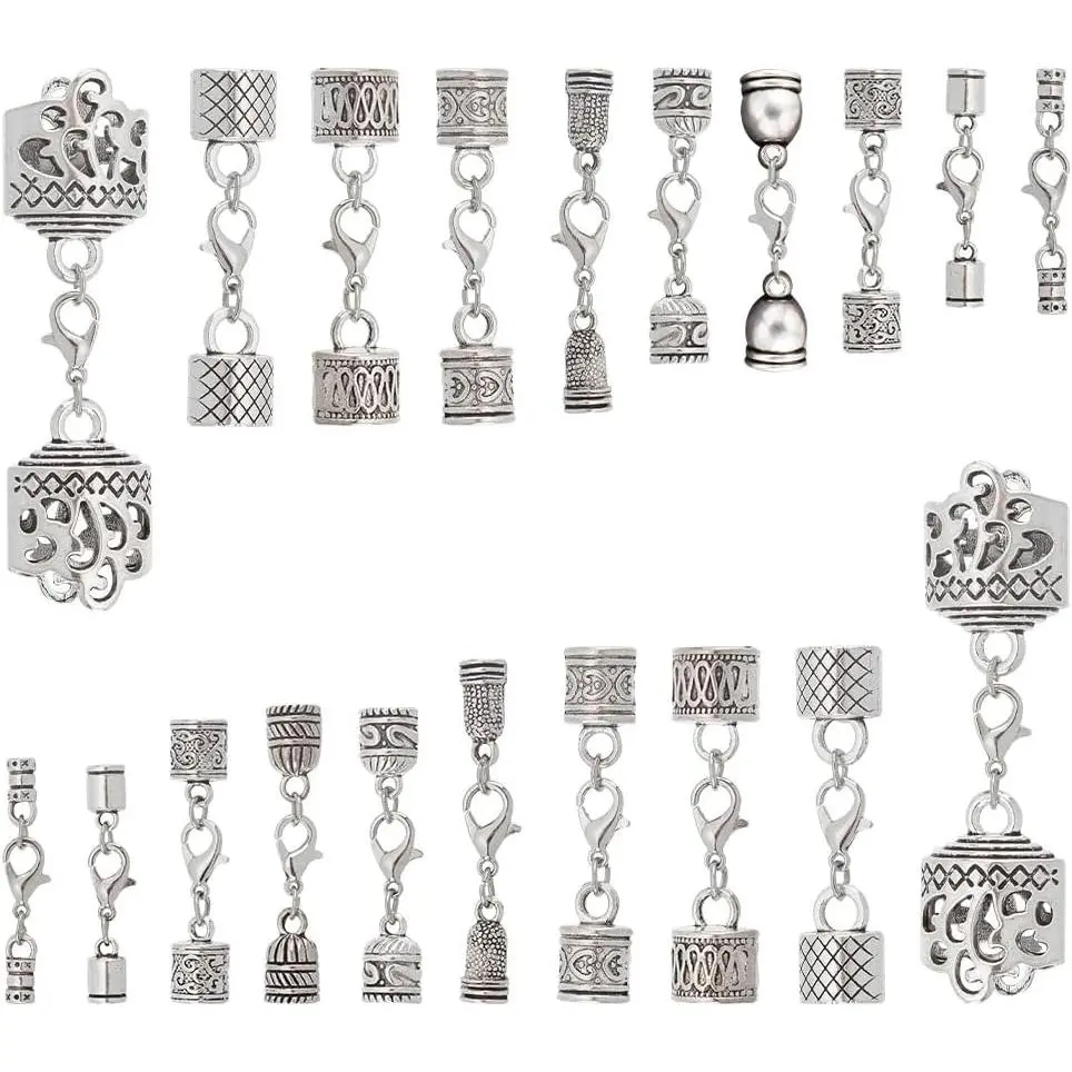 20 Sets 10 Styles Leather Cord End Caps Alloy Cord End Caps with Lobster Clasp End Tip with Loop Ring Connector for DIY Crafts  Making Findings Necklace Bracelet Anklet