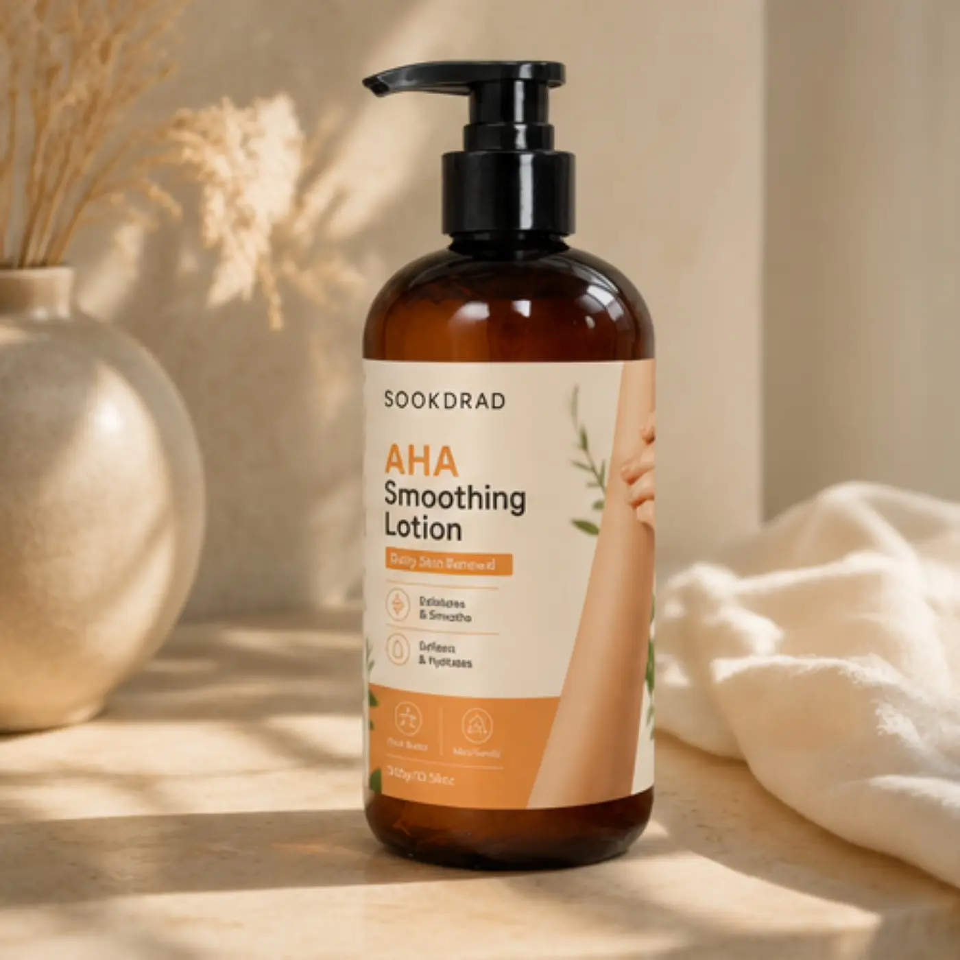 AHA Smoothing Lotion, shea butter, niacinamide, exfoliates and smooths, softens and hydrates, daily skin renewal, body care, 300g/10.58oz