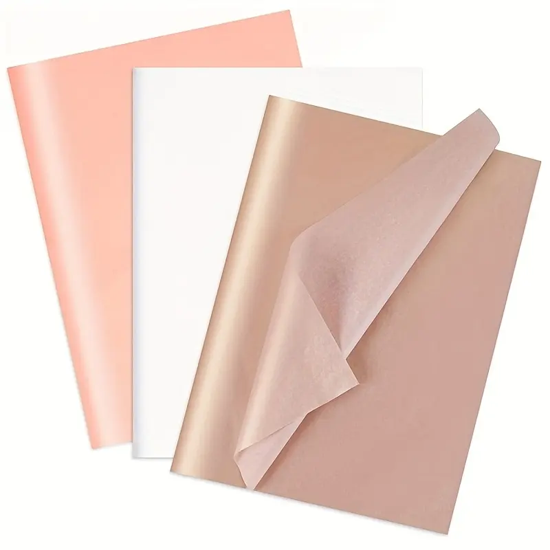 19.69 X 13.78 Inch 30-Sheet Champagne Pink, White and Rose Gold Copy Paper Set, Gift Wrapping Paper for Valentine's Day, Wedding, Baptism, Easter Gifts
