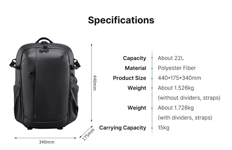 Ulanzi BP09 Camera Backpack 22L Large Capacity Waterproof Digital SLR Camera Photography Travel Bag Tripod Holder Outdoor Video