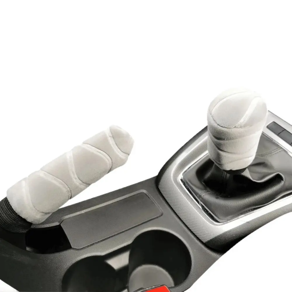 Fluffy Plush Gear Shift Handbrake Cover Set, Universal Fit Auto Manual Transmission Lever Sleeve, Soft Warm Decor Accessory For Standard Gear Knobs Handbrake Handles Daily Commute Road Trip Car Interior Styling