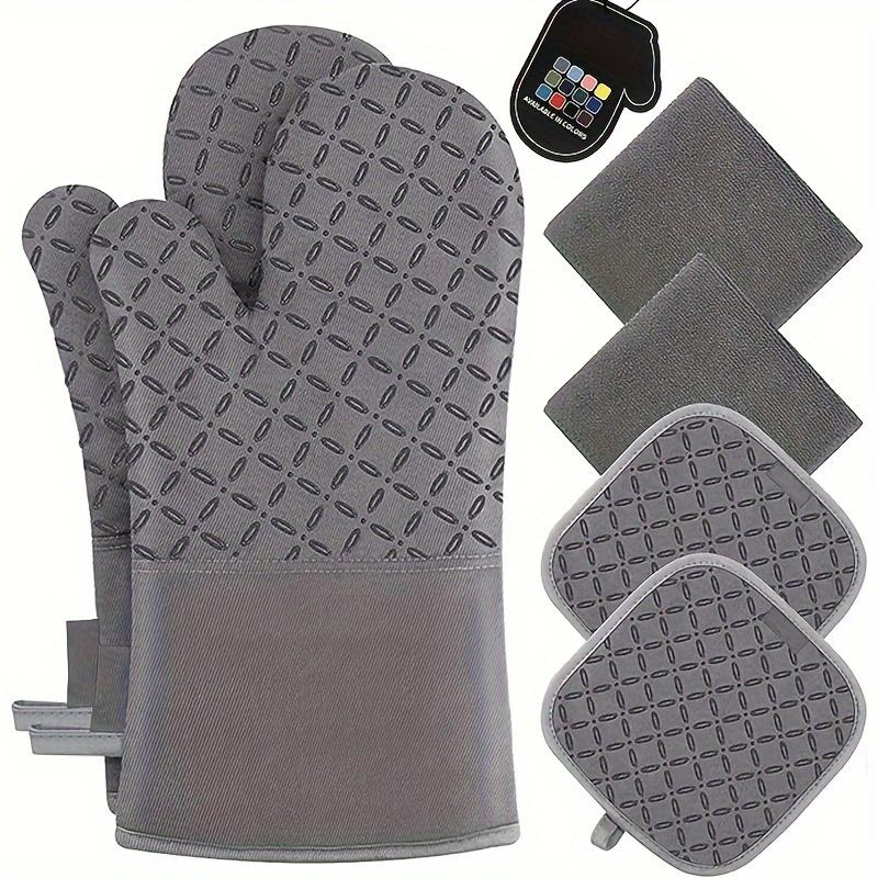 For Baking, BBQ & Daily Cooking, Kitchen Anti-scald Protection Solution, 6 Pcs Oven Mitt Set, Mitts, Pot Holders & Non-slip Towels, Effortlessly Protect Kitchen from Scald, Kitchen Protection Supplies