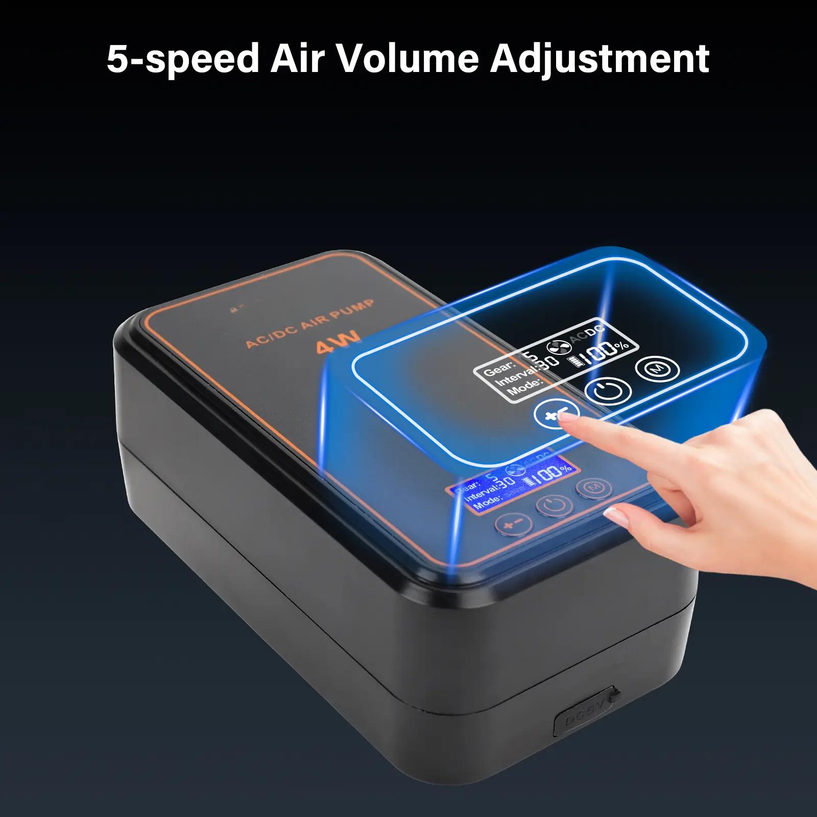 Aquarium Bubble Tube Aquarium Air Pump, Rechargeable Portable Oxygen Pump with Single/Dual Outlets, Ultra Quiet Battery Powered Air Bubbler for Fish Tank up to 200 Gallon