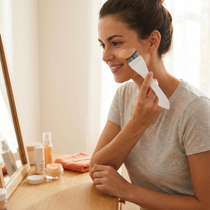 White liquid foundation brush, professional one-stroke coverage double-ended flat brush for facial masks, ultra-thin and lightweight beauty tool, 18-piece makeup brush set, eyeshadow brush, eyebrow brush, mascara brush, blush brush