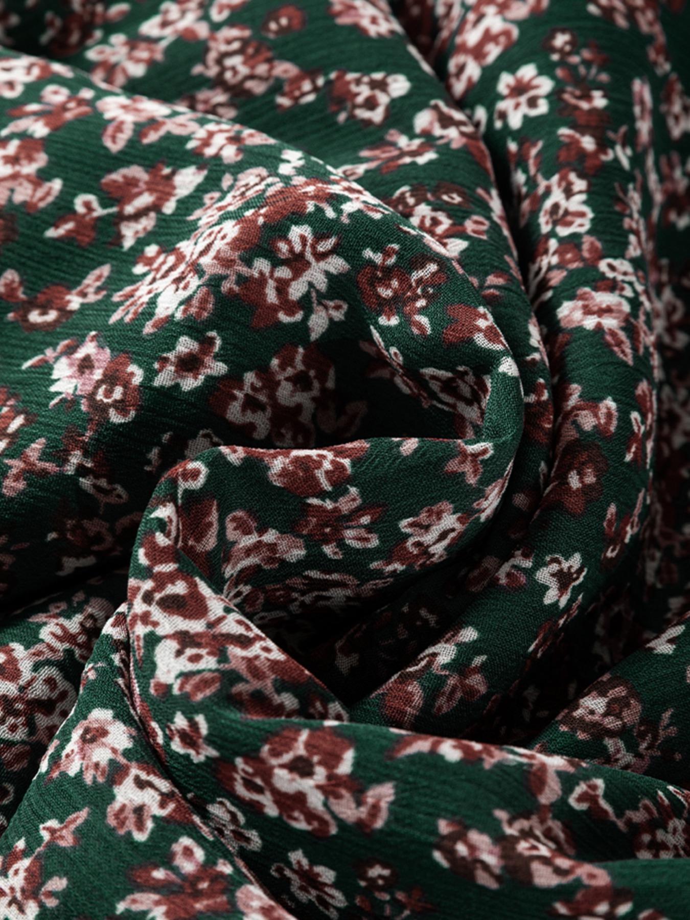 Women's Ditsy Floral Print Sweetheart Neck Shirred Back Dress, Boho Fashion Casual Puff Sleeve Dress for Daily Holiday Vacation Wear, Ladies Dress for All Seasons