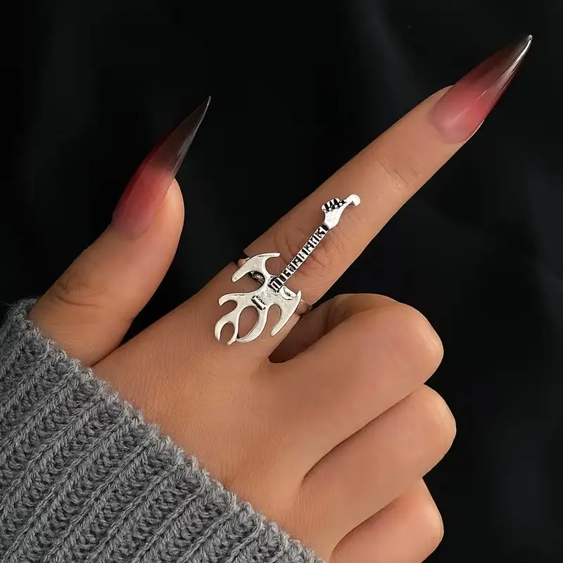 Unisex Adjustable Firebrand Guitar Ring, Eco-Friendly Material, Perfect for Parties and Music Festivals, Ideal Gift for Friends