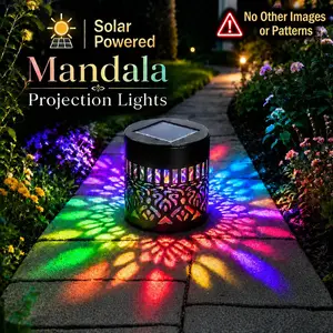 2/4 Piece Mandala Solar Lights, Warm/colorful Fence Lanterns, Ip65 Waterproof, Outdoor Patio Steps Wall Light, Outdoor Lighting, Garden Yard Christmas Decor