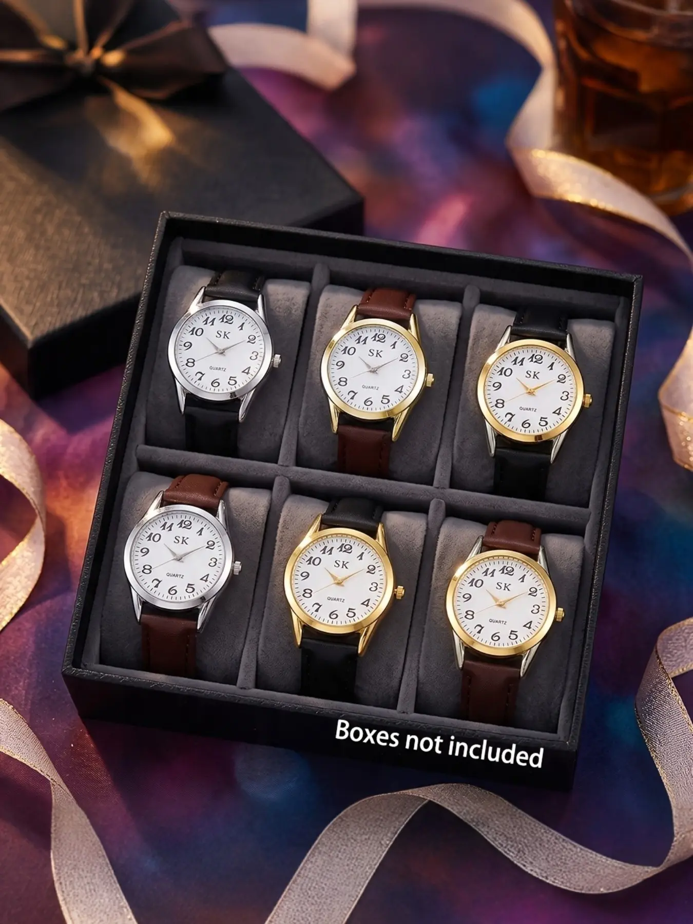 6pcs Men's Business Watch Set, Analog Quartz Wrist Watch, Zinc Alloy Case, Fashionable, Ideal for Office, Travel, Daily Commute, Gift for Husband/father