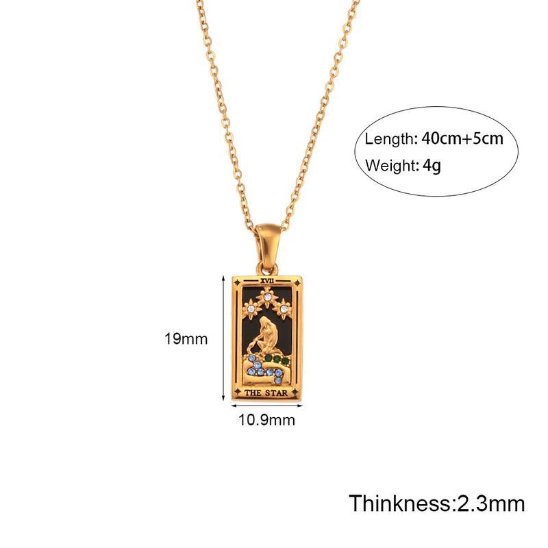 Tarot Card Necklace for Women – Colorful Square Pendant, 18K Gold Plated Stainless Steel Chain, Hypoallergenic Spiritual Jewelry for Daily Wear, Layered Outfits, Aesthetic Style & Meaningful Gifts SpringStatements