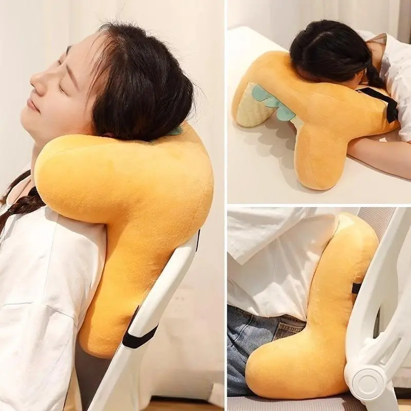 Cute Toast Shaped Huggable Nap Pillow, Minimalist Soft Plush Desk Rest Cushion, Compact Lightweight Ergonomic Lunch Break Pillow for Office School Adults Students