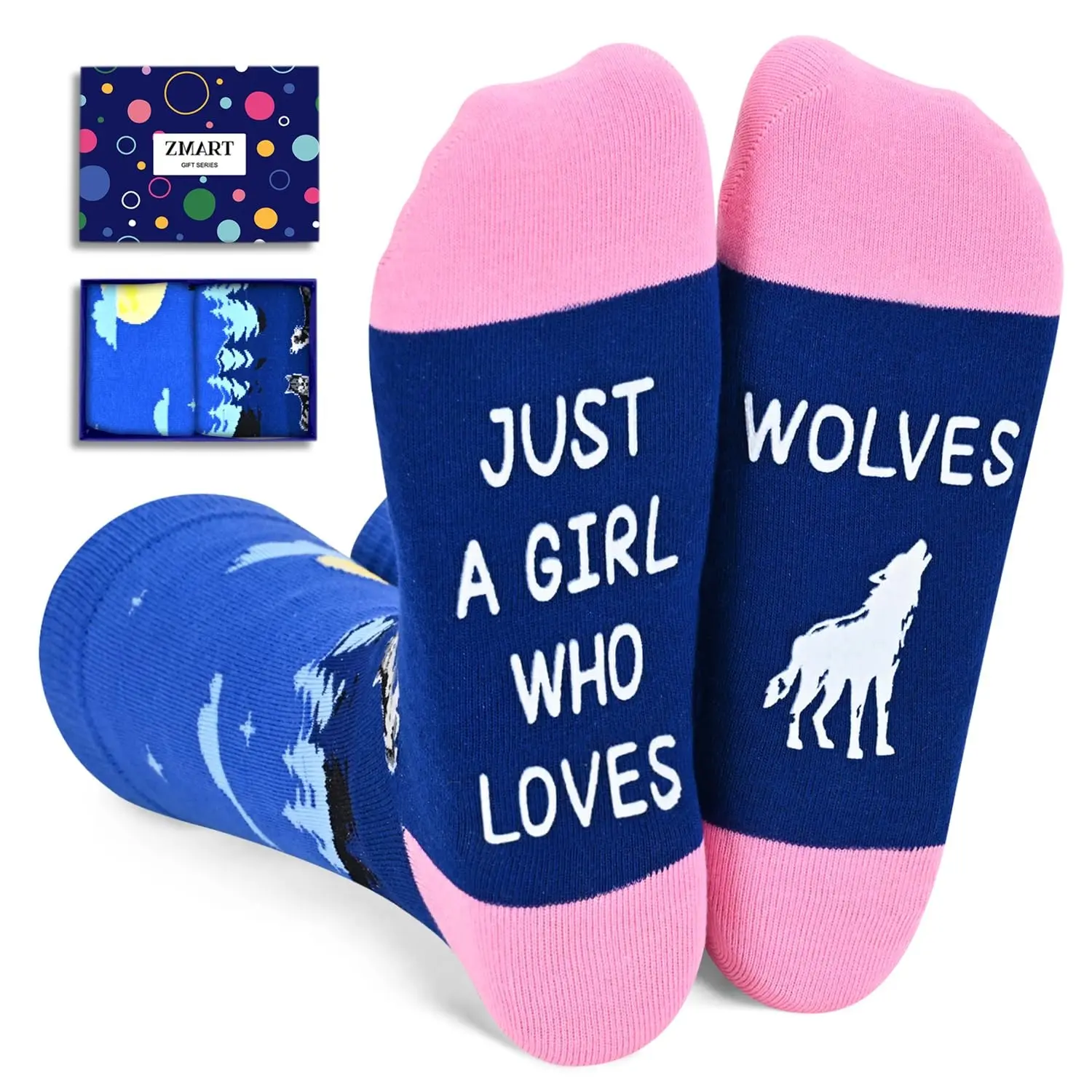 Zmart Farm Animal Socks for Women - Funny Wolf Gifts for Women Girls, Novelty Wolf Fun Crazy Silly Socks