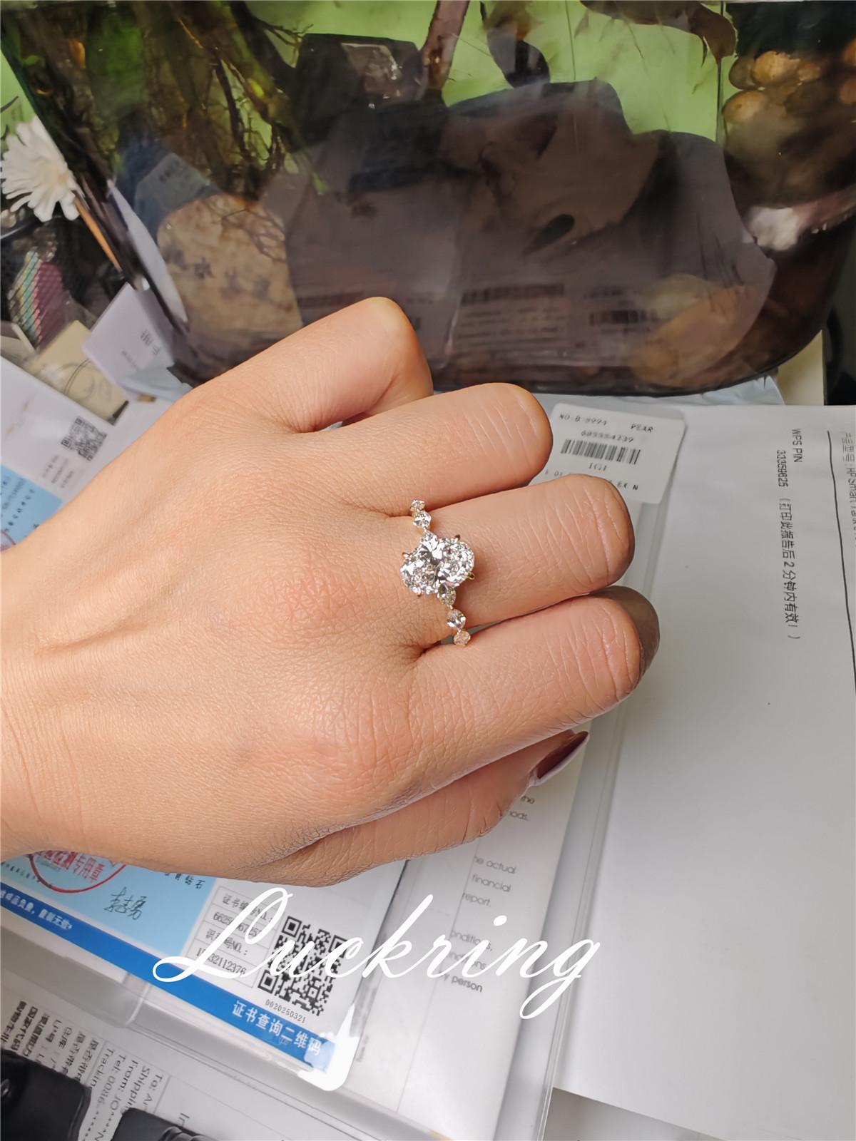 10K Solid Real gold Lab grown Diamond 4CT Oval IGI Diamond Ring Engagement ring Female MARQUISE 18K yellow gold wedding ring