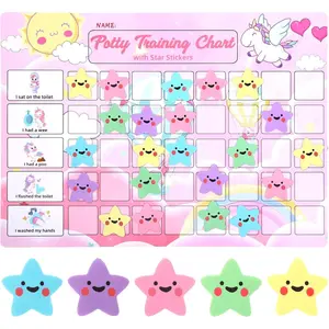 Potty Training Chart for Toddlers with 40 Large Reusable Magnetic Star Stickers Interactive Reward Chart for Toilet Training Unicorn