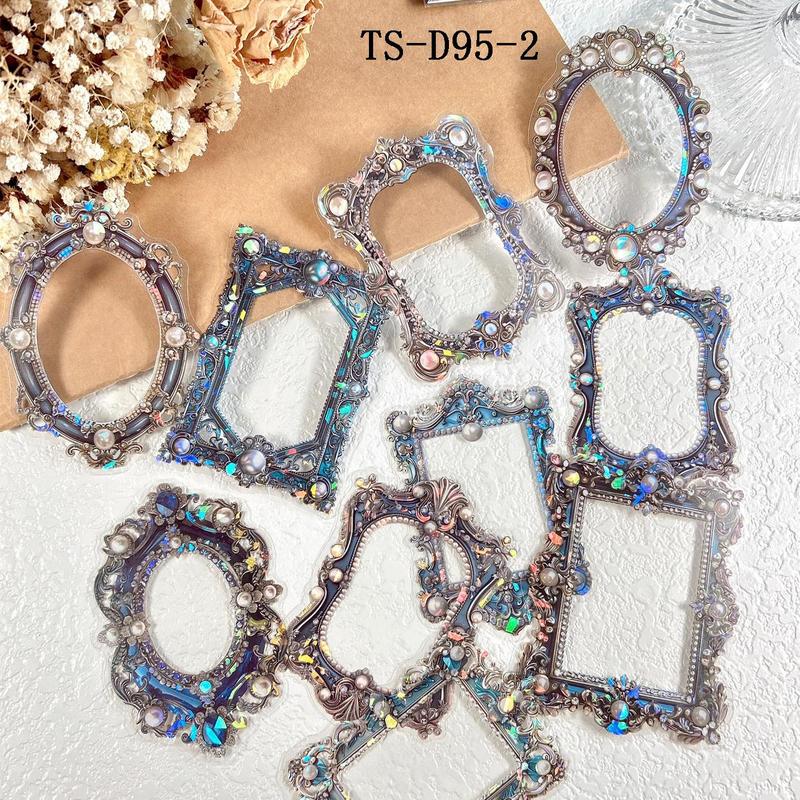 Vintage Photo Frame Design Sticker, 10 Sheets/pack Scrapbooking Decorative Sticker, DIY Decorative Sticker for Scrapbooking & Journal Making, Christmas Gift, Crafts