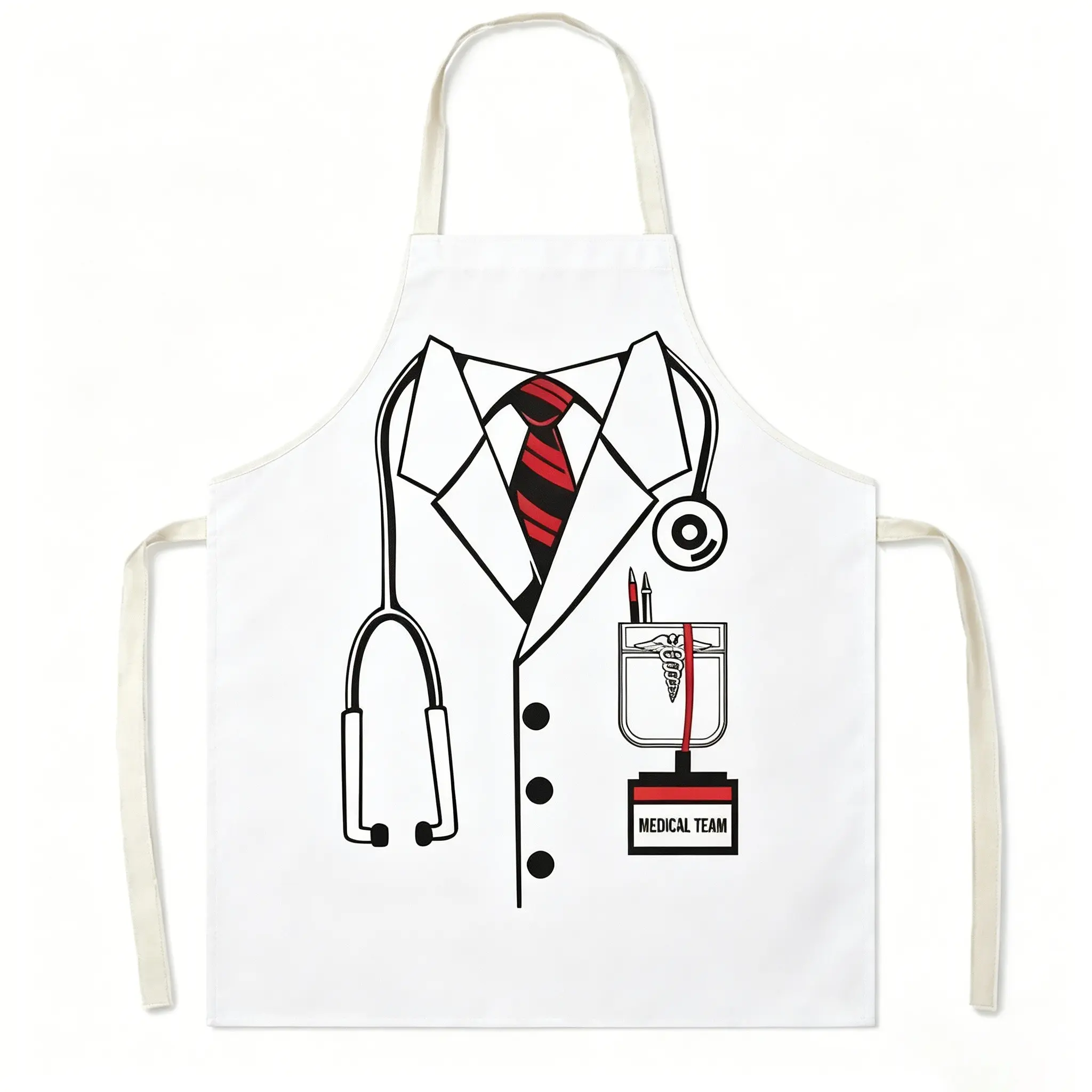 Medical Team Apron, Waterproof Oil-Resistant Polyester, Adjustable Neck Strap, Reusable Cooking Baking Apron, Gift for Doctors Nurses